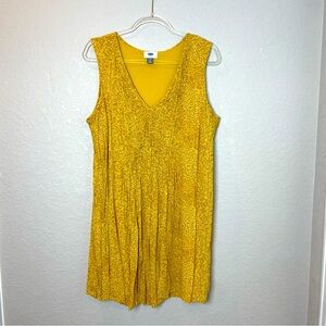 OLD NAVY Floral Mustard Yellow Sleeveless Pleated Mini Dress Size L